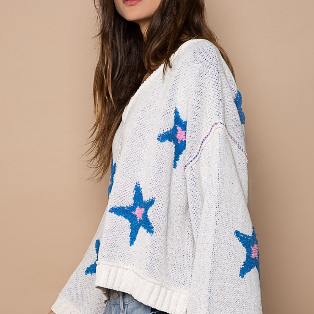 Long Sleeve Star Patch Sweater