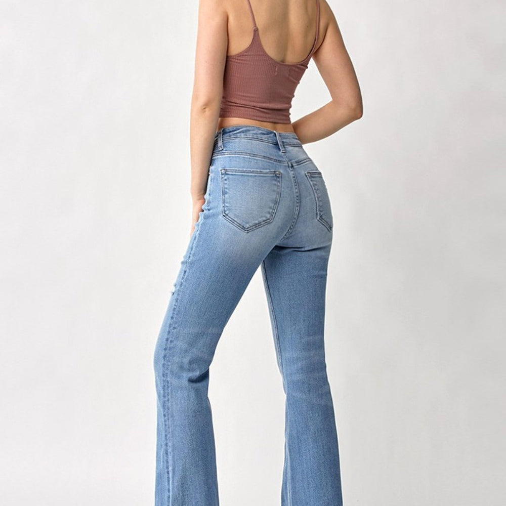 
                      
                        RISEN High Rise Frayed Hem Bootcut Jeans
                      
                    