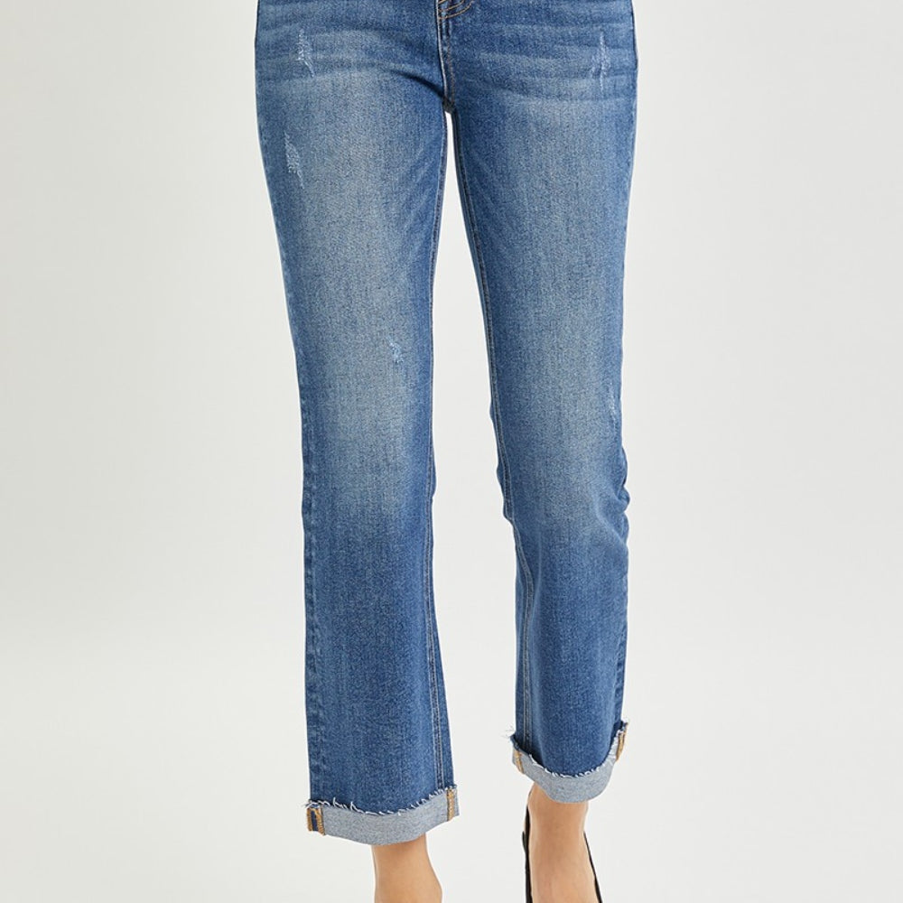 
                      
                        RISEN Button Fly Cropped Bootcut Jeans
                      
                    