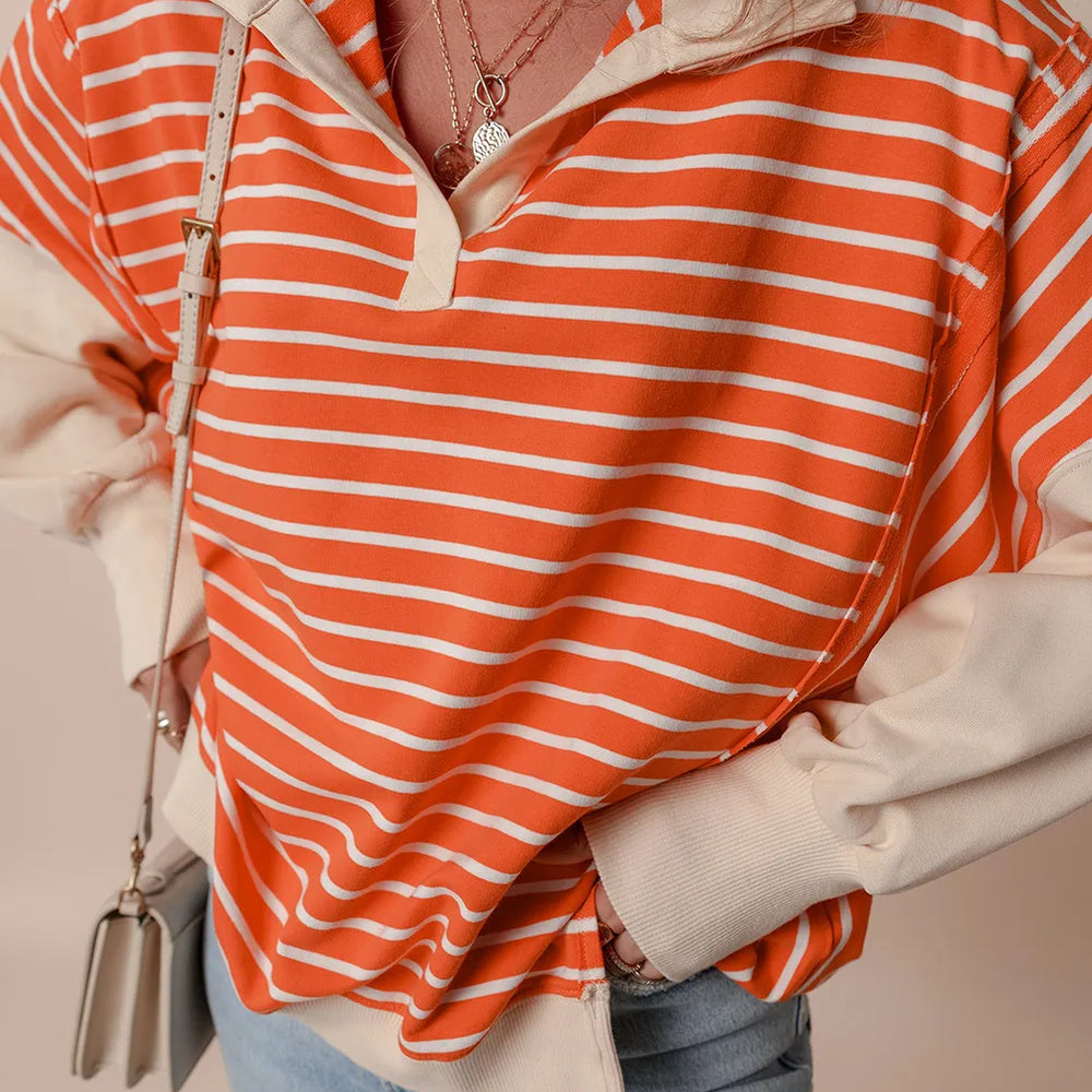 
                      
                        Slit Striped Long Sleeve Sweater
                      
                    