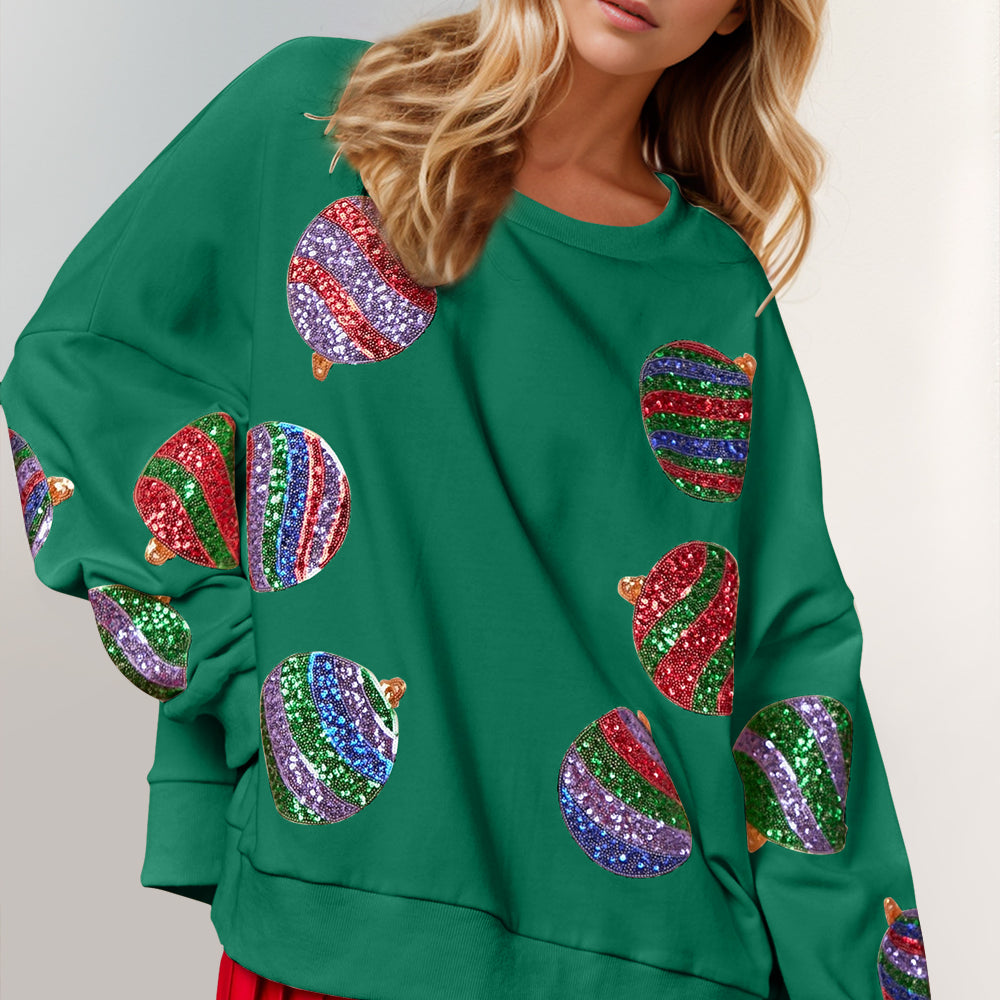 
                      
                        Christmas Element Sequin Round Neck Long Sleeve Sweatshirt
                      
                    