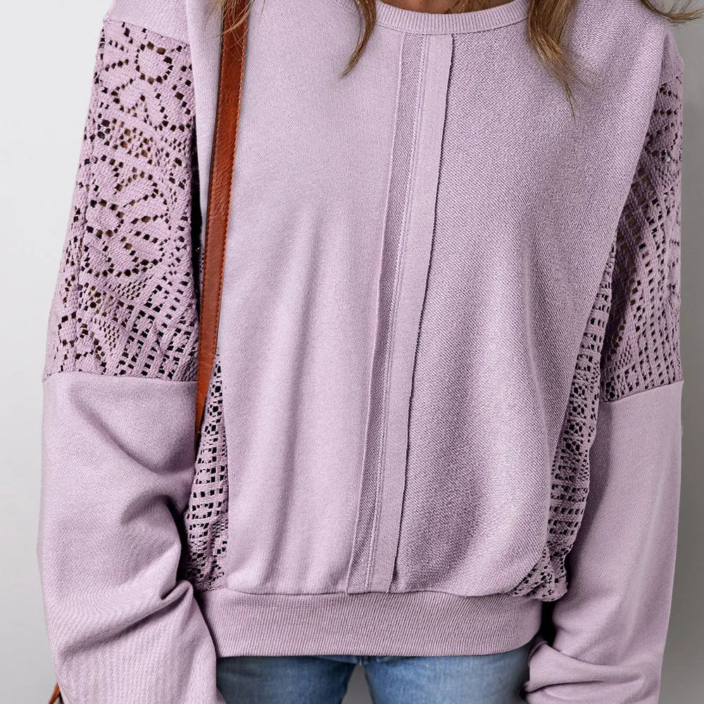 
                      
                        Openwork Round Neck Long Sleeve Sweatshirt
                      
                    