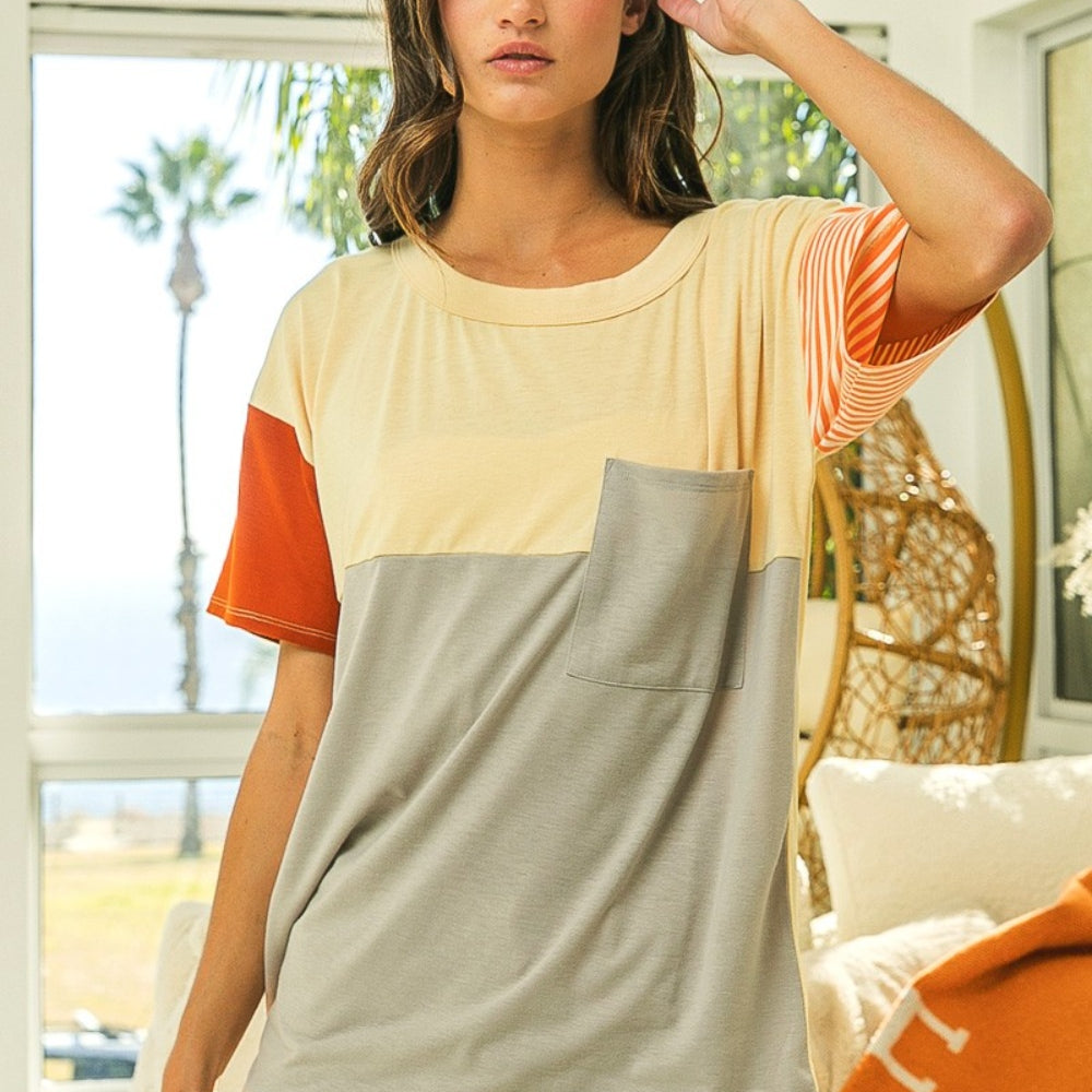 
                      
                        Color Block Short Sleeve T-Shirt
                      
                    