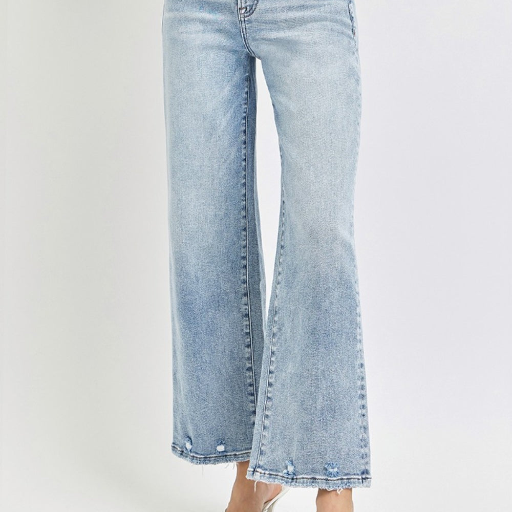 
                      
                        RISEN Tummy Control High Rise Crop Wide Leg Jeans
                      
                    