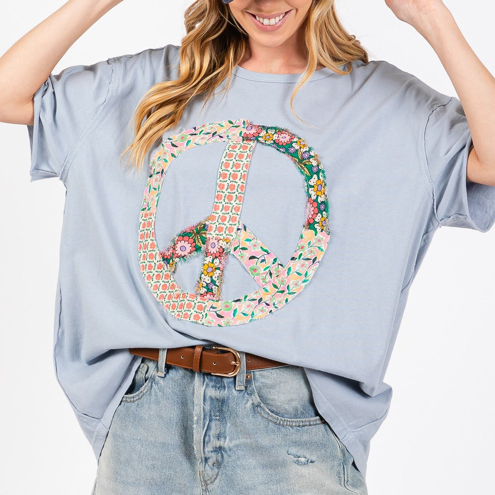 
                      
                        Peace Sign Round Neck Half Sleeve T-Shirt
                      
                    