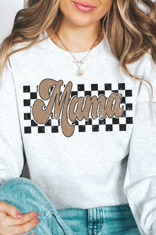 CHECKERED RETRO MAMA Graphic Sweatshirt