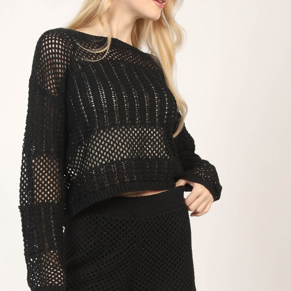 
                      
                        Openwork Cropped Cover Up and Shorts Set
                      
                    