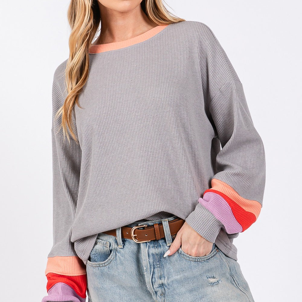 
                      
                        Color Block Waffle Knit T-Shirt
                      
                    