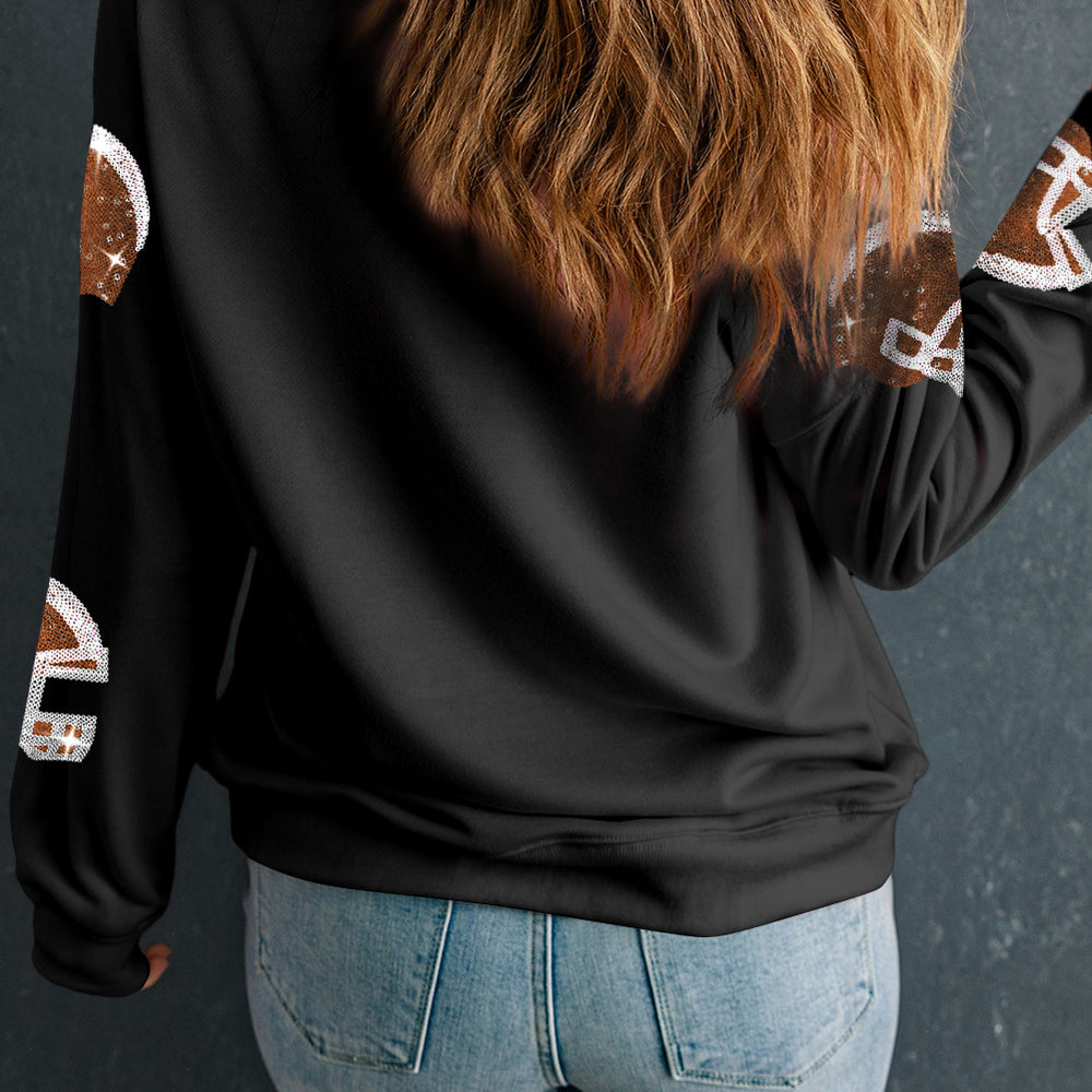 
                      
                        Sequin Round Neck Long Sleeve Sweatshirt
                      
                    