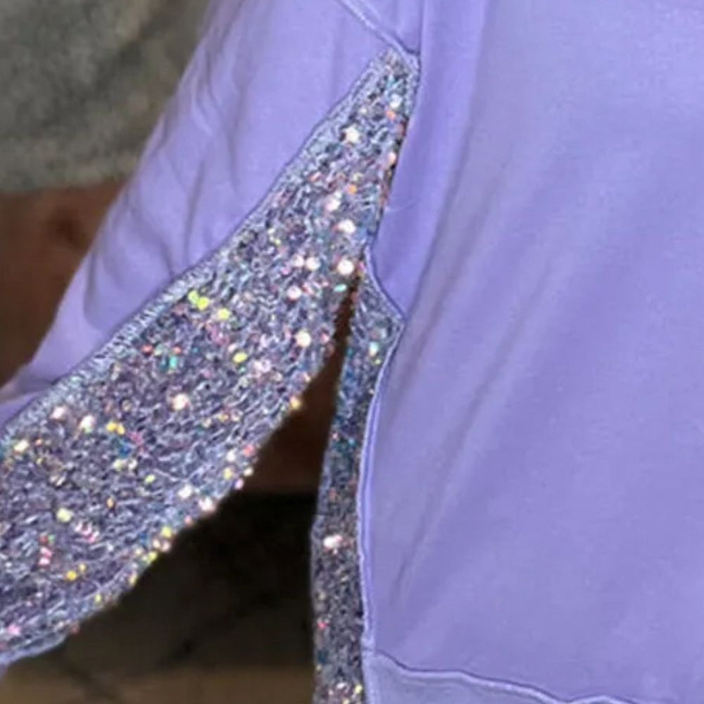 
                      
                        Sequin Half Button Long Sleeve Sweatshirt
                      
                    