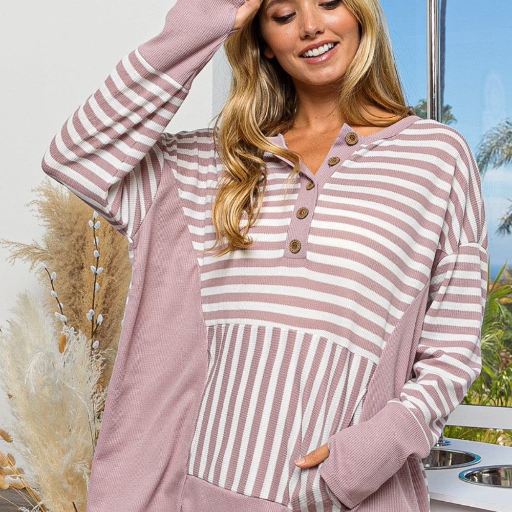 
                      
                        Striped Thumbhole Long Sleeve Top
                      
                    