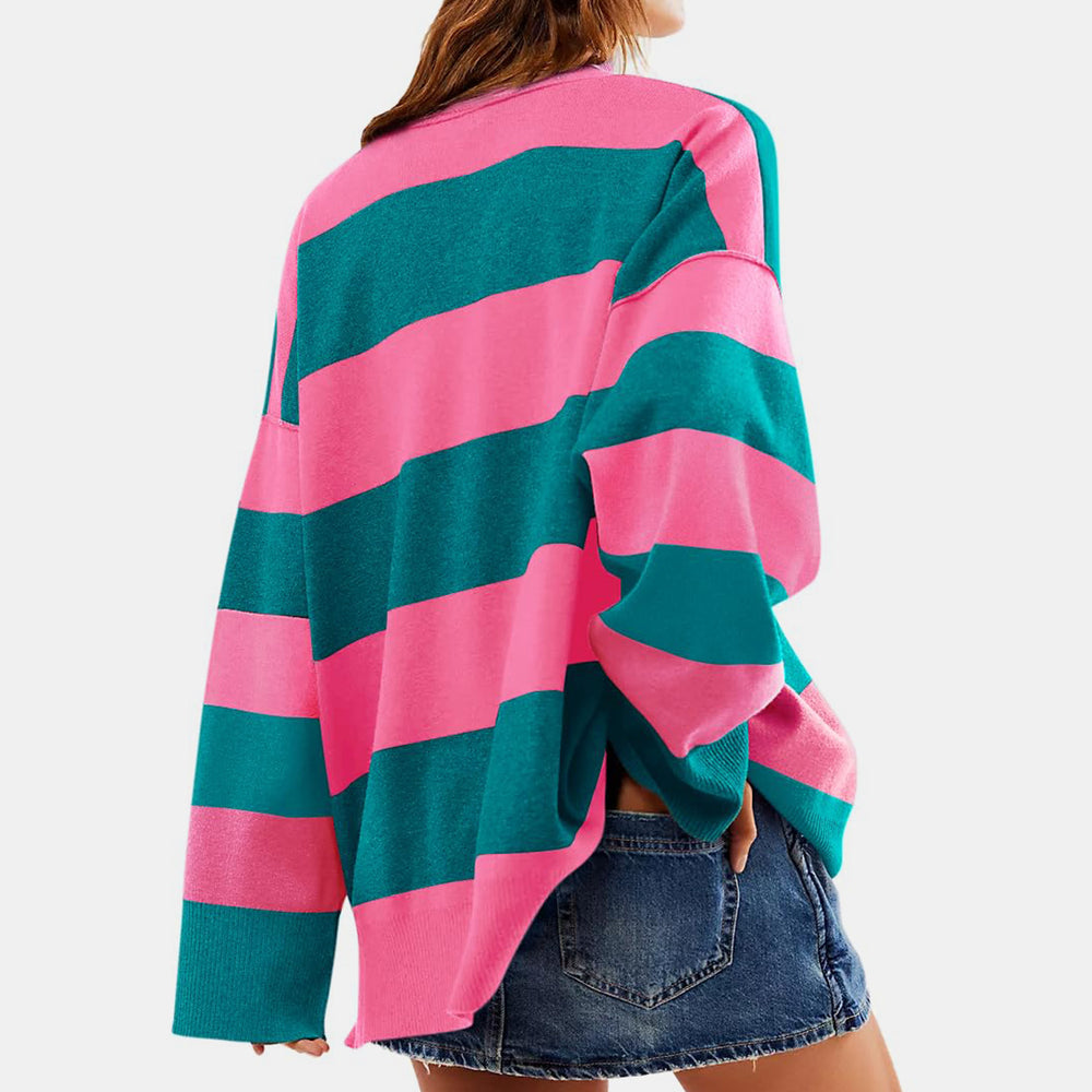 
                      
                        Color Block Half Zip Long Sleeve Sweater
                      
                    