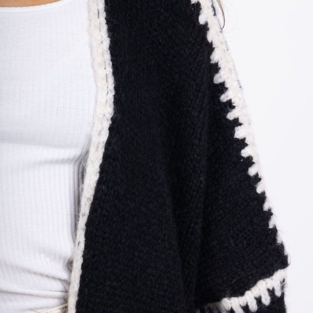 
                      
                        Contrast Open Front Dropped Shoulder Cardigan
                      
                    