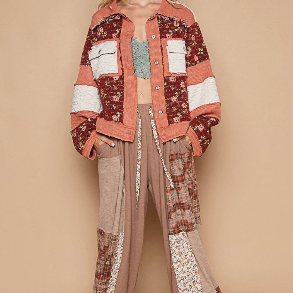 
                      
                        Washed Jacquard Color Block Jacket
                      
                    