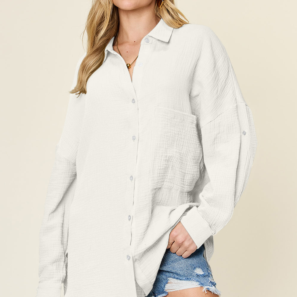 
                      
                        Pocketed Texture Button Up Shirt
                      
                    