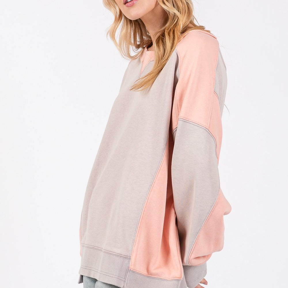 
                      
                        Color Block Round Neck Sweatshirt
                      
                    