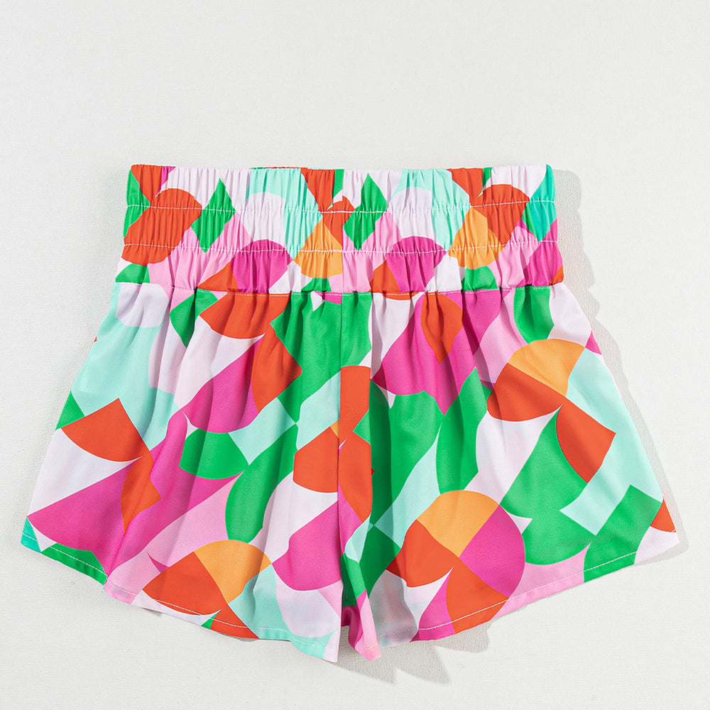 
                      
                        Smocked Contrast Print High Waist Skort
                      
                    