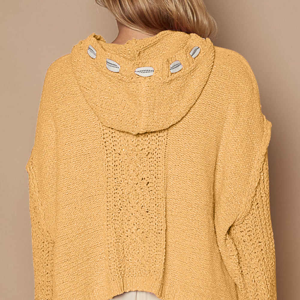 Cable Knit Hooded Chenille Sweater