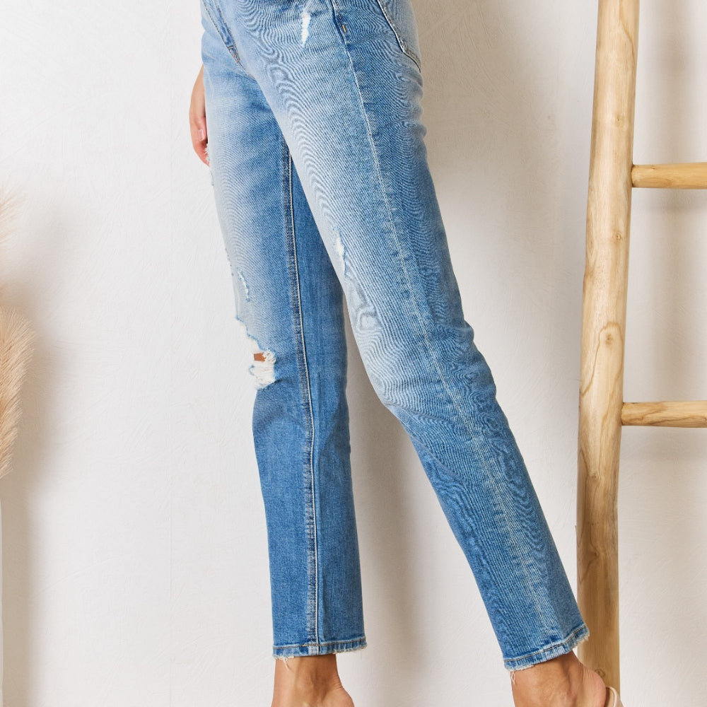 
                      
                        Kancan High Rise Distressed Slim Straight Jeans
                      
                    