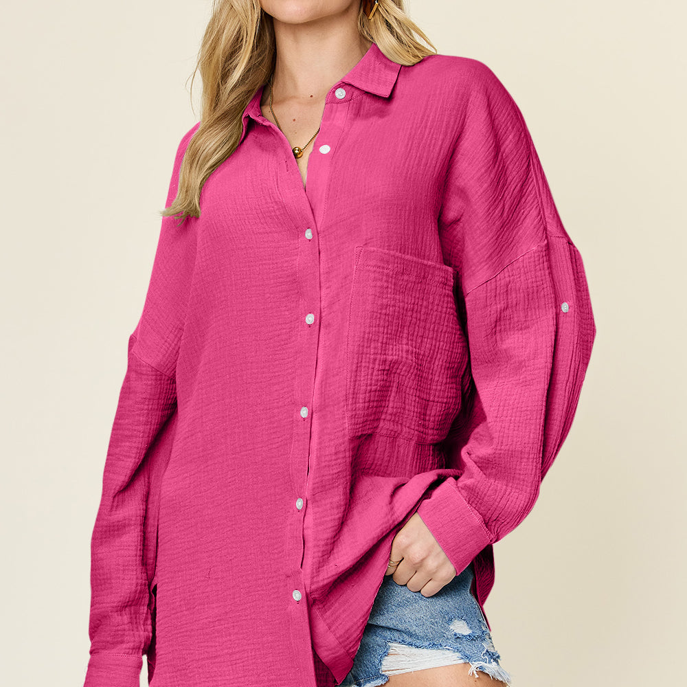 
                      
                        Pocketed Texture Button Up Shirt
                      
                    