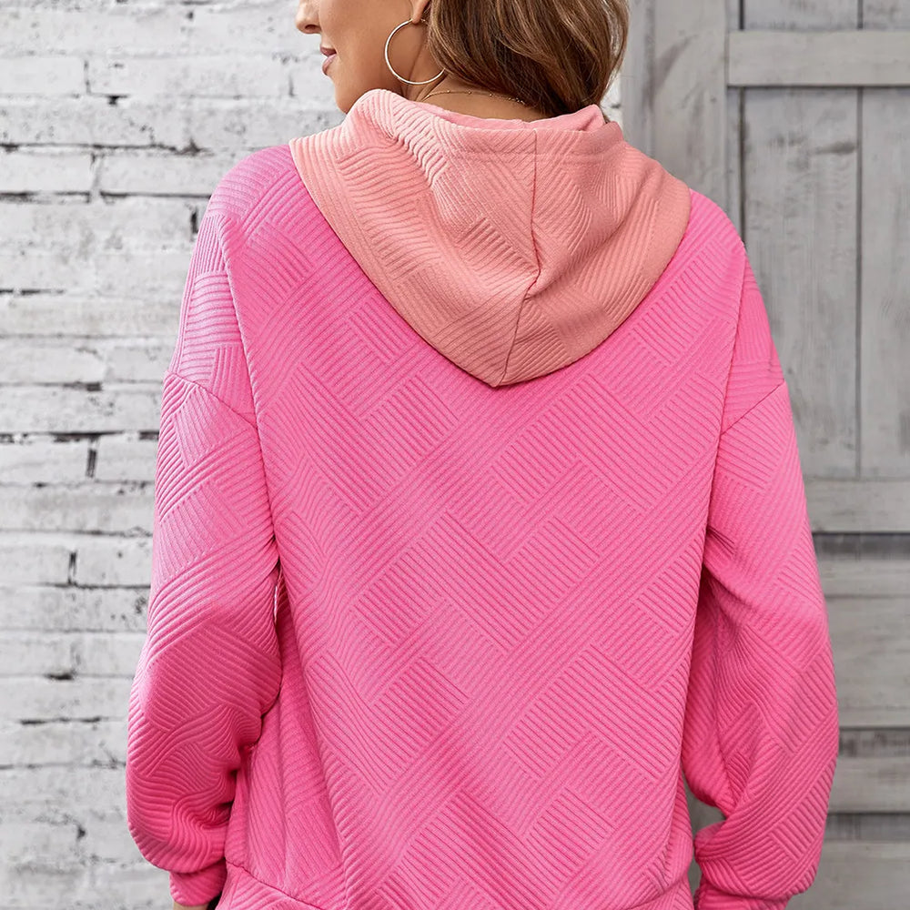 
                      
                        Drawstring Color Block Long Sleeve Hoodie
                      
                    