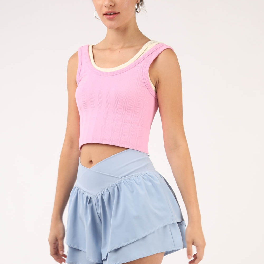 V-Shaped High Waist Layered Active Shorts