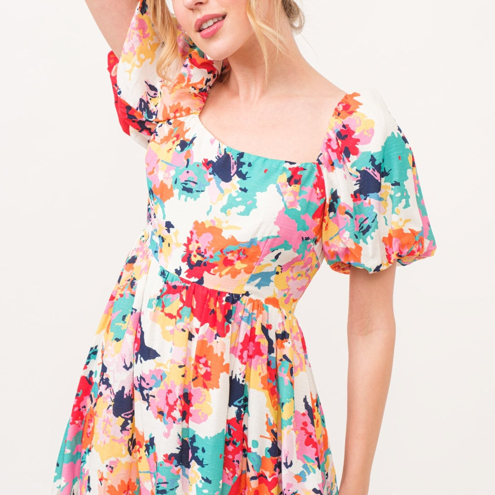 
                      
                        Square Neck Puff Sleeve Floral Dress
                      
                    