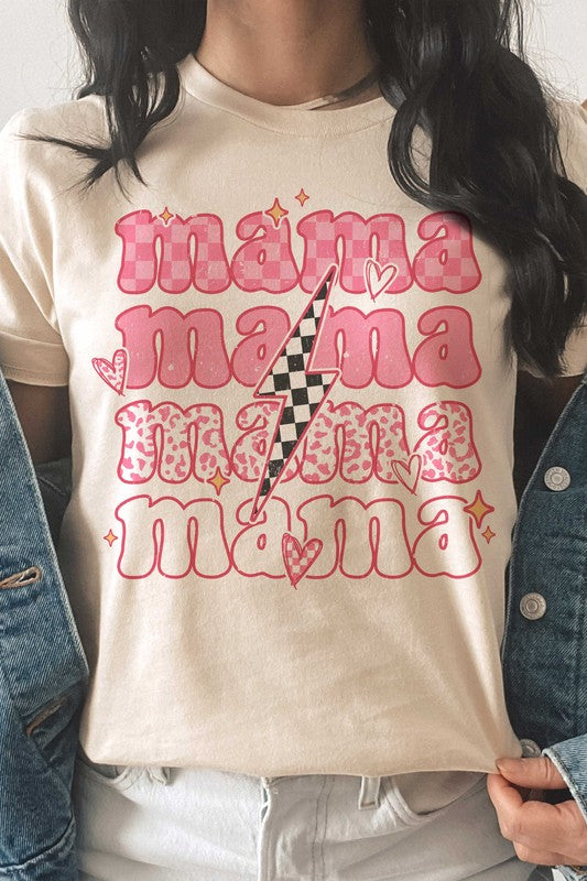 
                      
                        CHECKER LIGHTNING RETRO MAMA Graphic T-Shirt
                      
                    