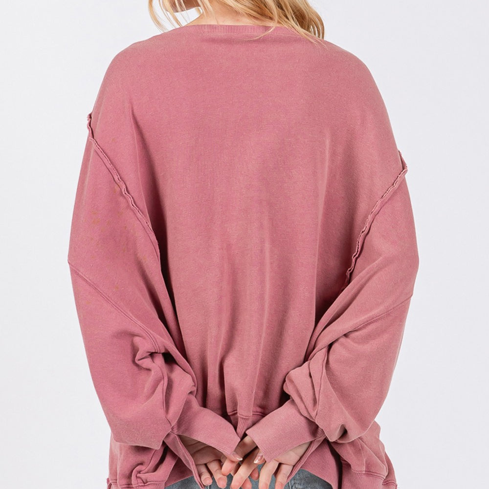 Mineral Wash Side Slit Oversized Sweatshirt