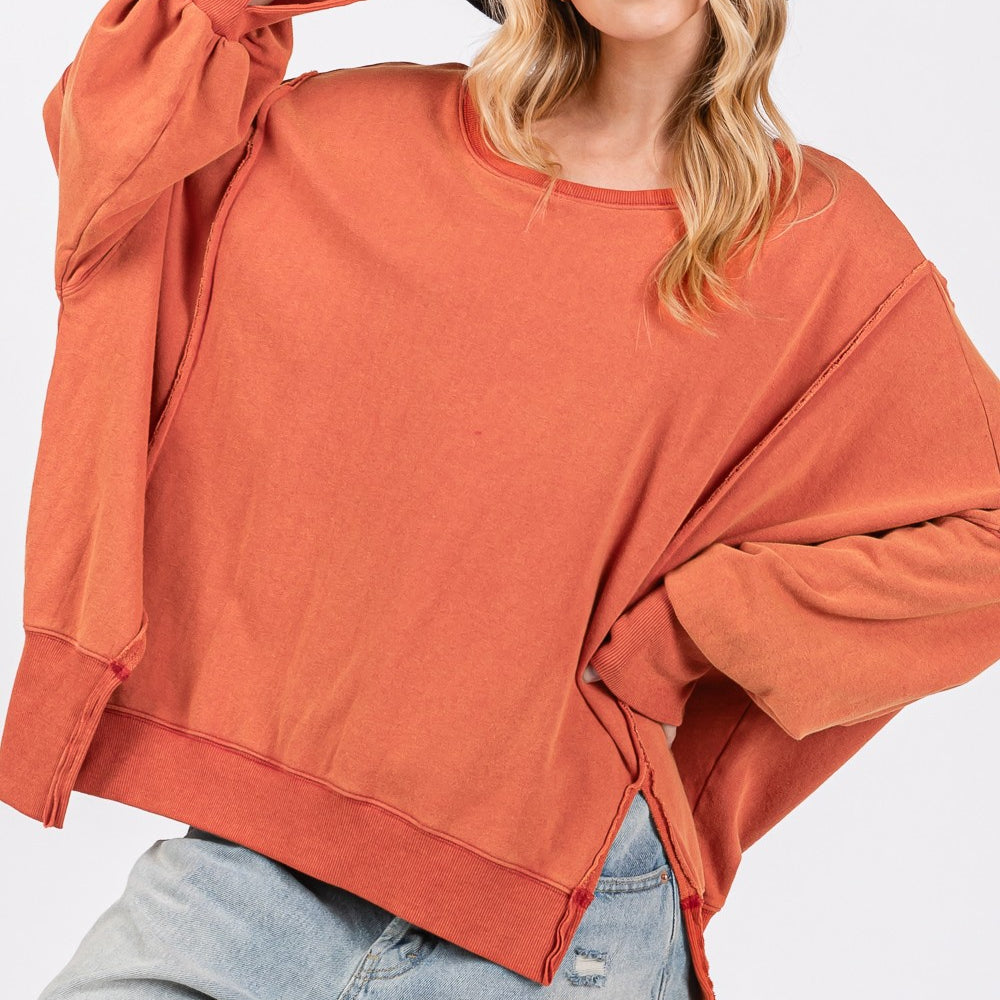 
                      
                        Mineral Wash Side Slit Oversized Sweatshirt
                      
                    