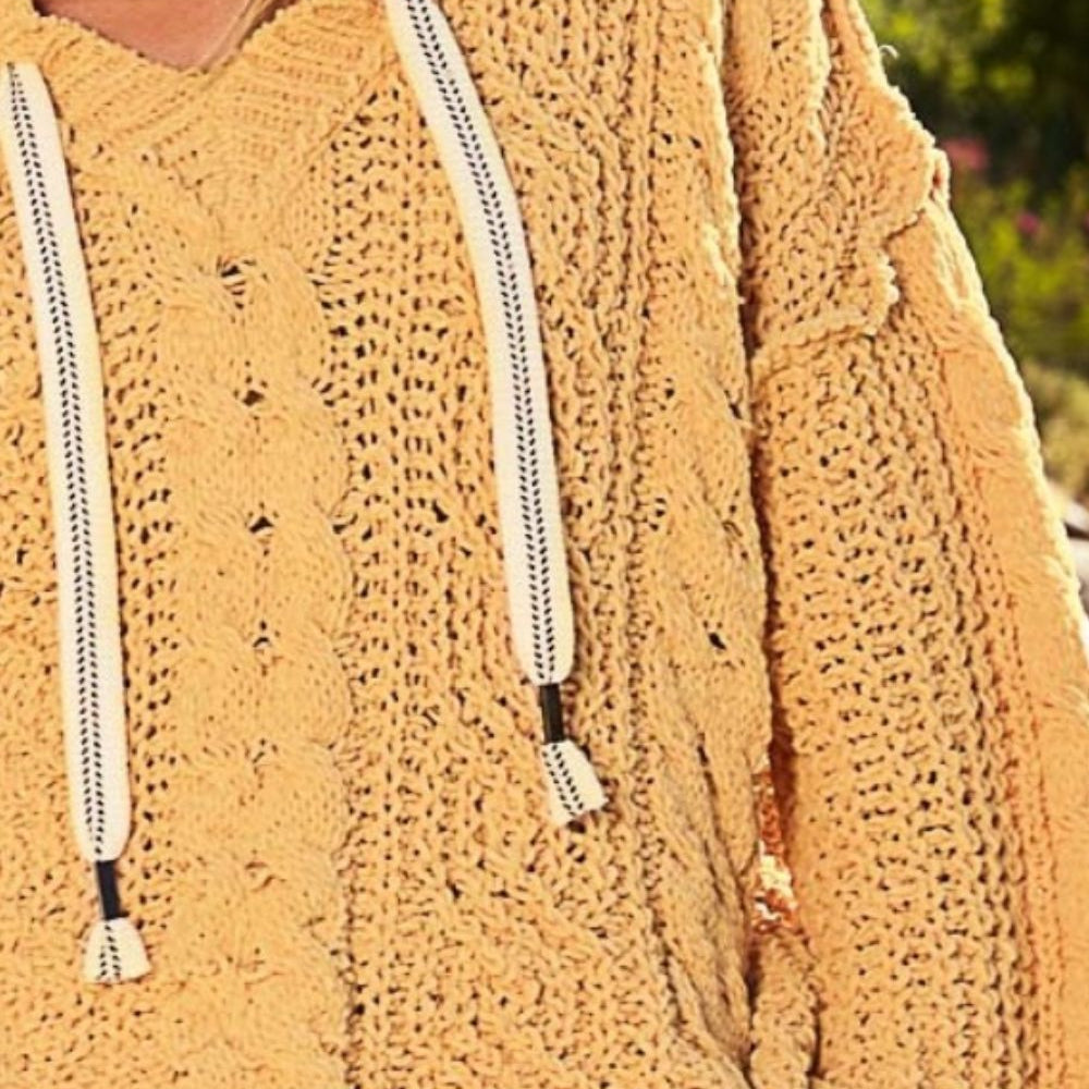 
                      
                        Cable Knit Hooded Chenille Sweater
                      
                    