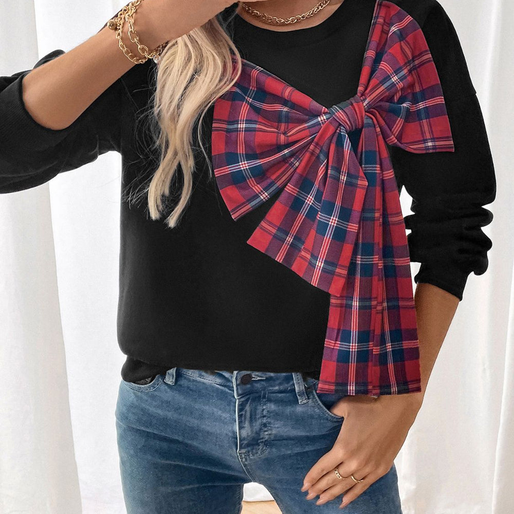 
                      
                        Bow Round Neck Long Sleeve Sweatshirt
                      
                    