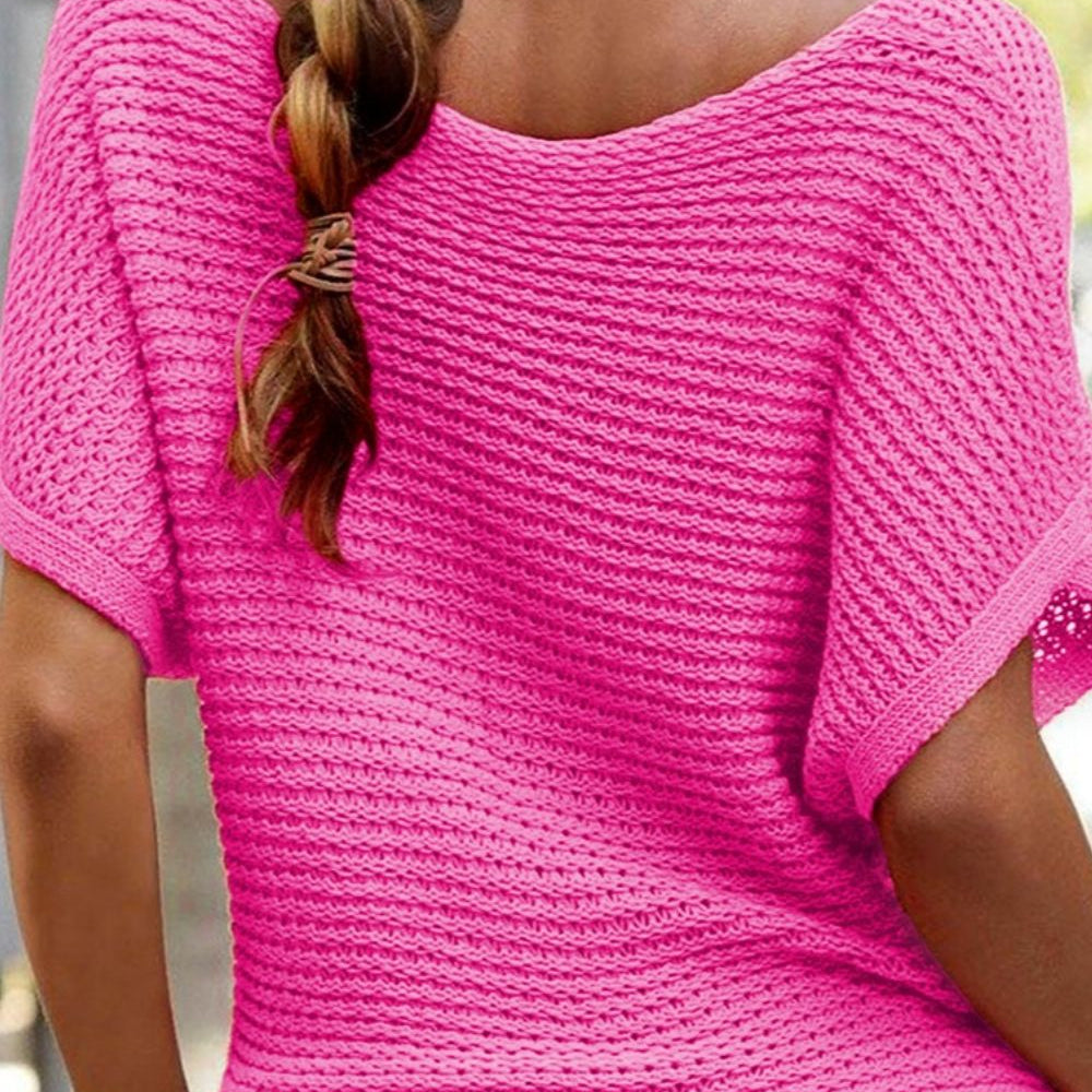 
                      
                        Boat Neck Short Sleeve Sweater
                      
                    