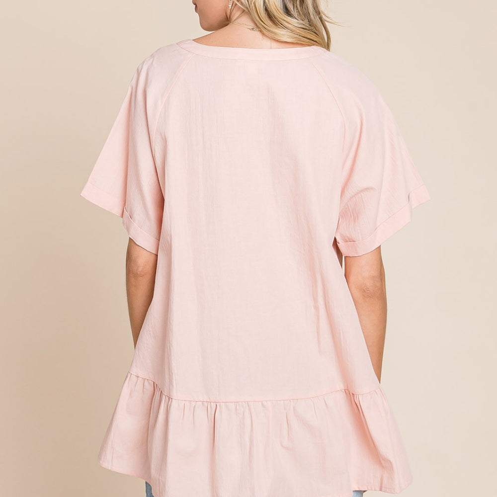 Nochted Ruffle Hem Top