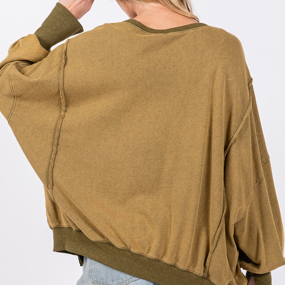 Mineral Wash Side Slit Oversized Sweatshirt