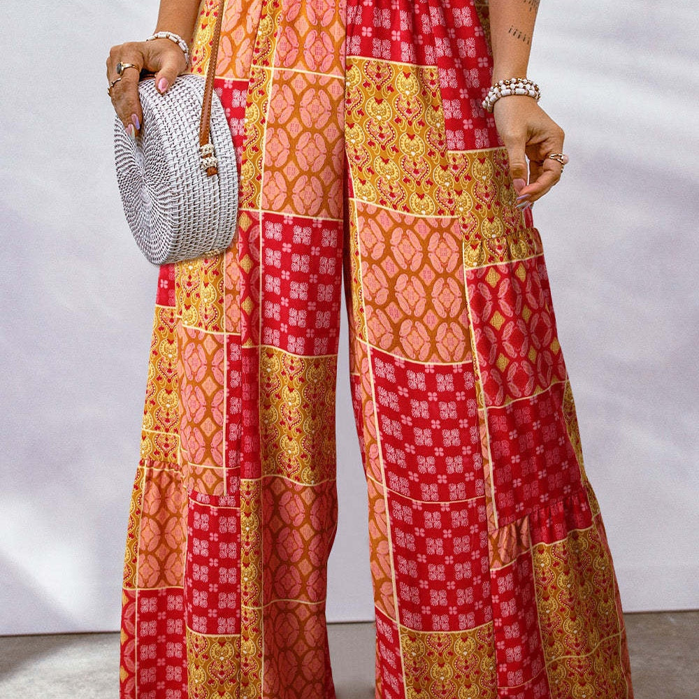 
                      
                        Drawstring Printed Wide Leg Pants
                      
                    