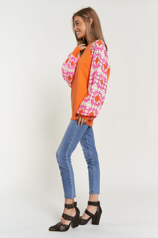 Norah Crochet Sleeve Sweater