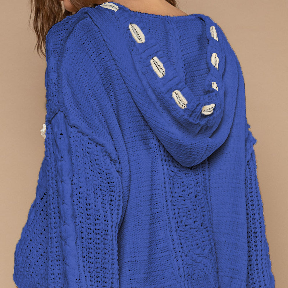 Cable Knit Hooded Chenille Sweater