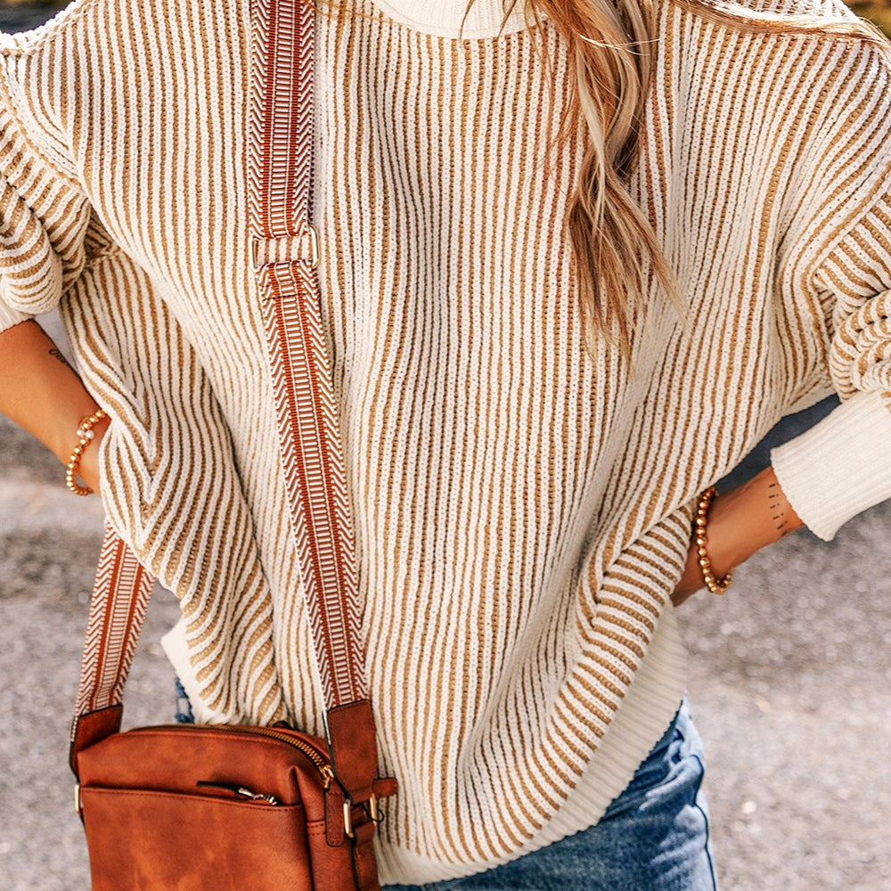 
                      
                        Round Neck Dropped Shoulder Sweater
                      
                    