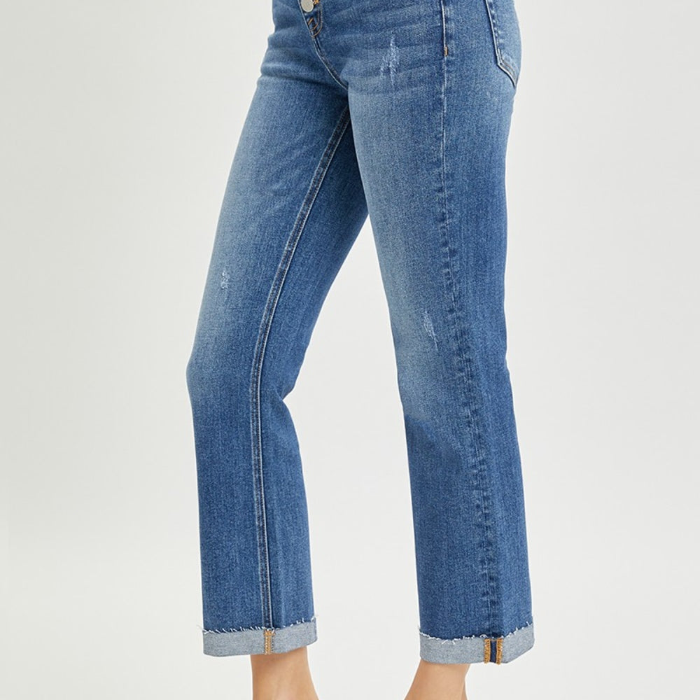 
                      
                        RISEN Button Fly Cropped Bootcut Jeans
                      
                    