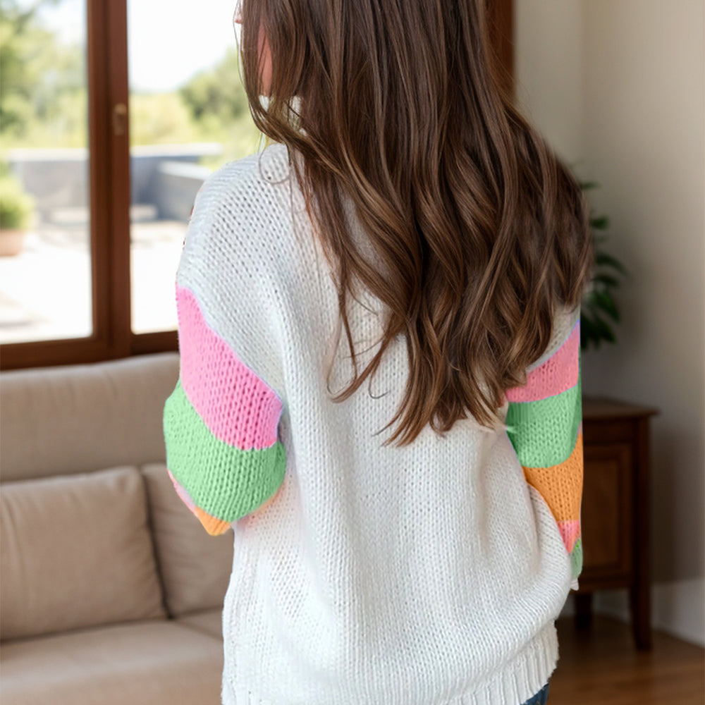 
                      
                        Color Block Round Neck Sweater
                      
                    