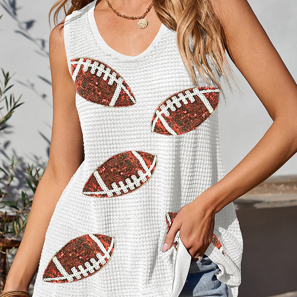 Sequin Football Round Neck Tank