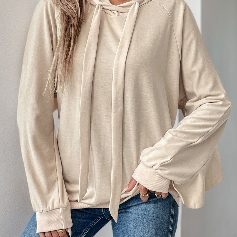 
                      
                        Drawstring Ruffled Long Sleeve Hoodie
                      
                    