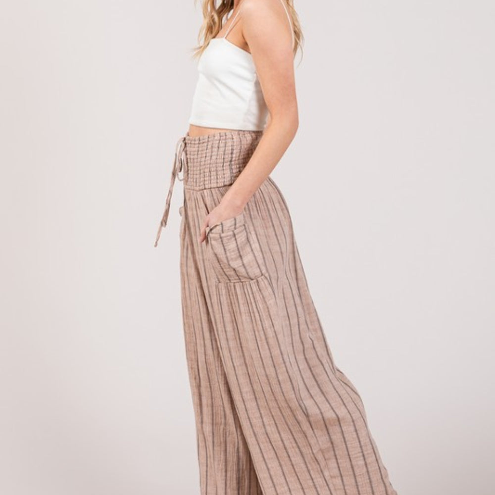 
                      
                        Cotton Gauze Wash Stripe Pants
                      
                    