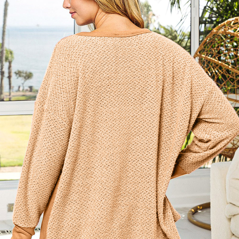 Thumb Opening Long Sleeve Top with Kangaroo Pocket