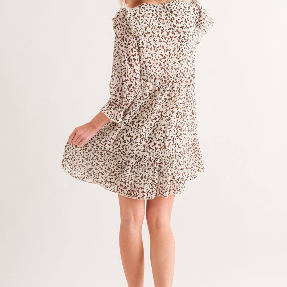 
                      
                        Leopard Ruffle Hem Woven Mini Dress
                      
                    