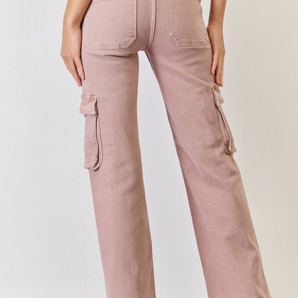 RISEN  High Rise Cargo Wide Leg Jeans