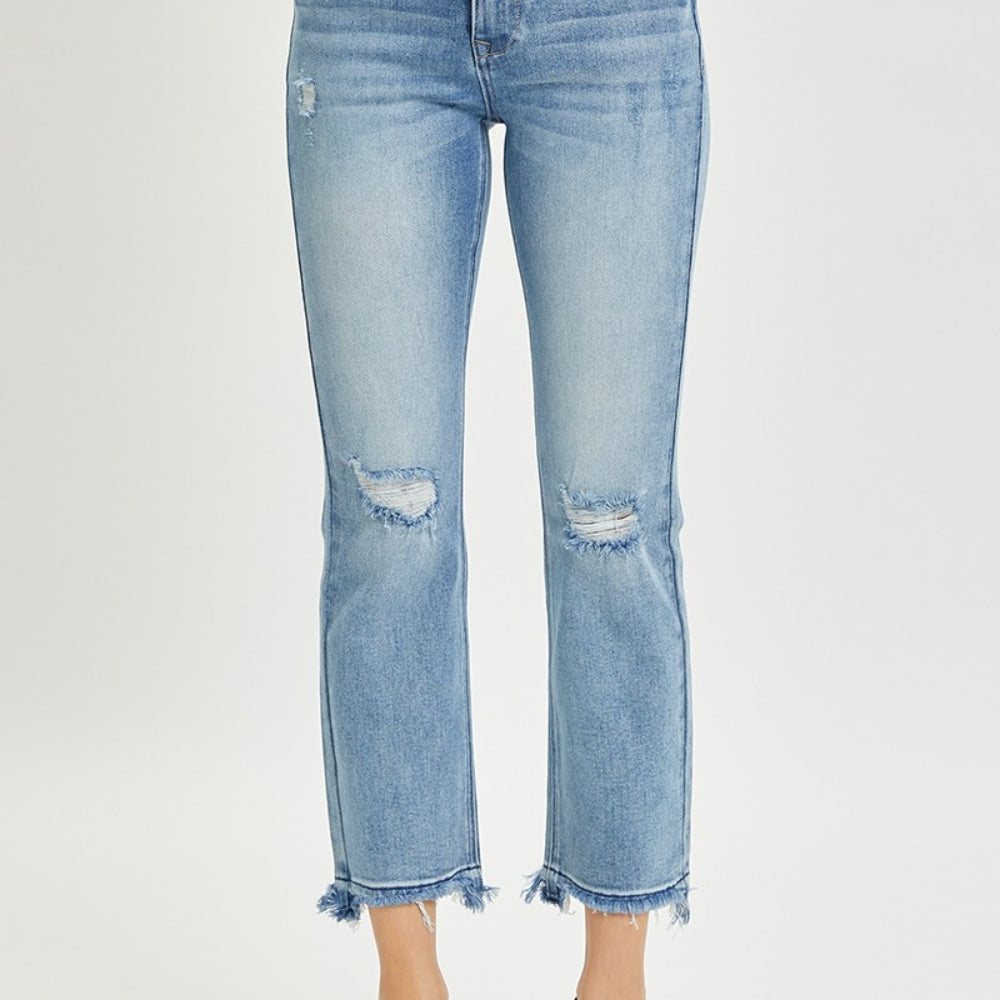 
                      
                        RISEN High Rise Distressed Cropped Straight Jeans
                      
                    