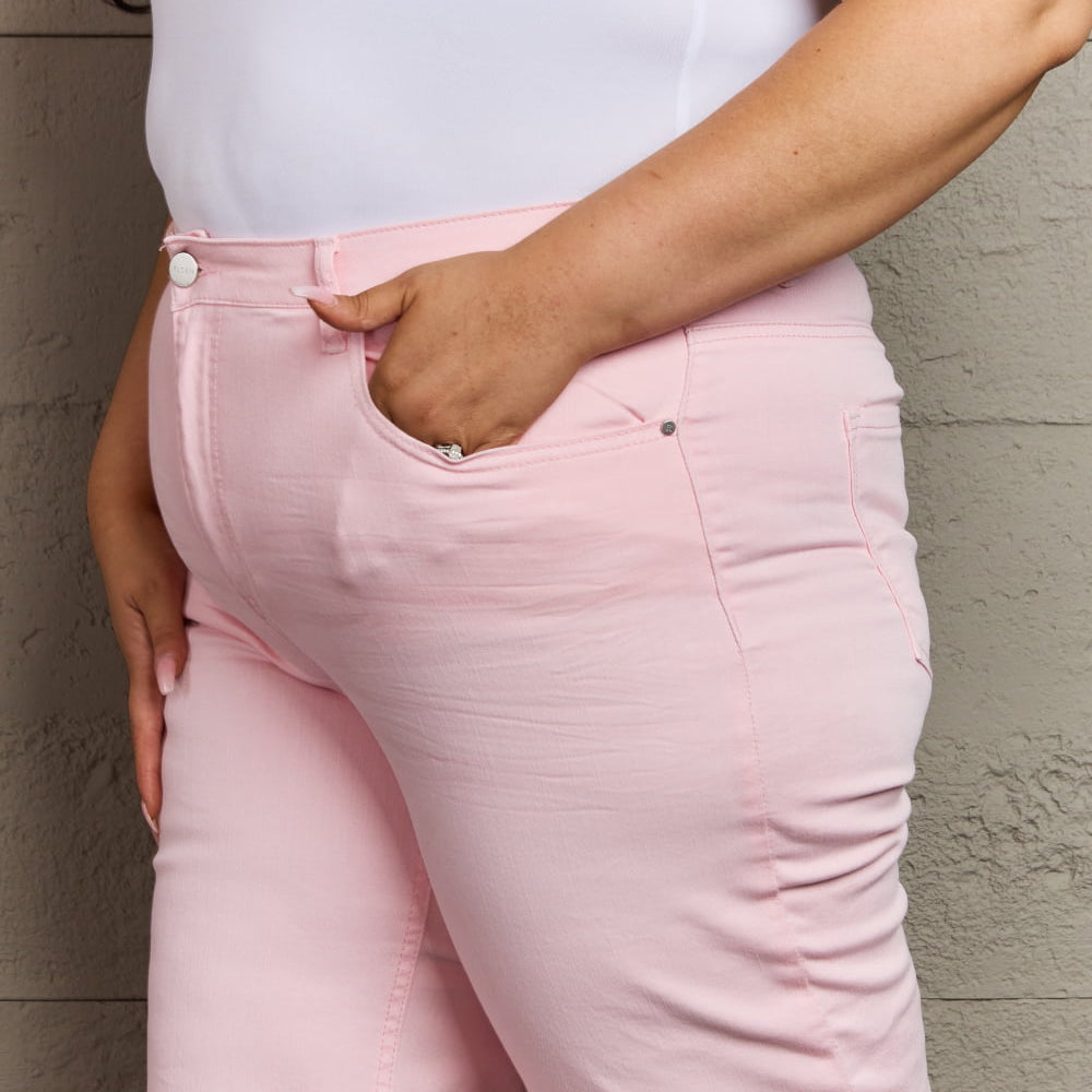 
                      
                        RISEN Raelene High Waist Wide Leg Jeans in Light Pink
                      
                    