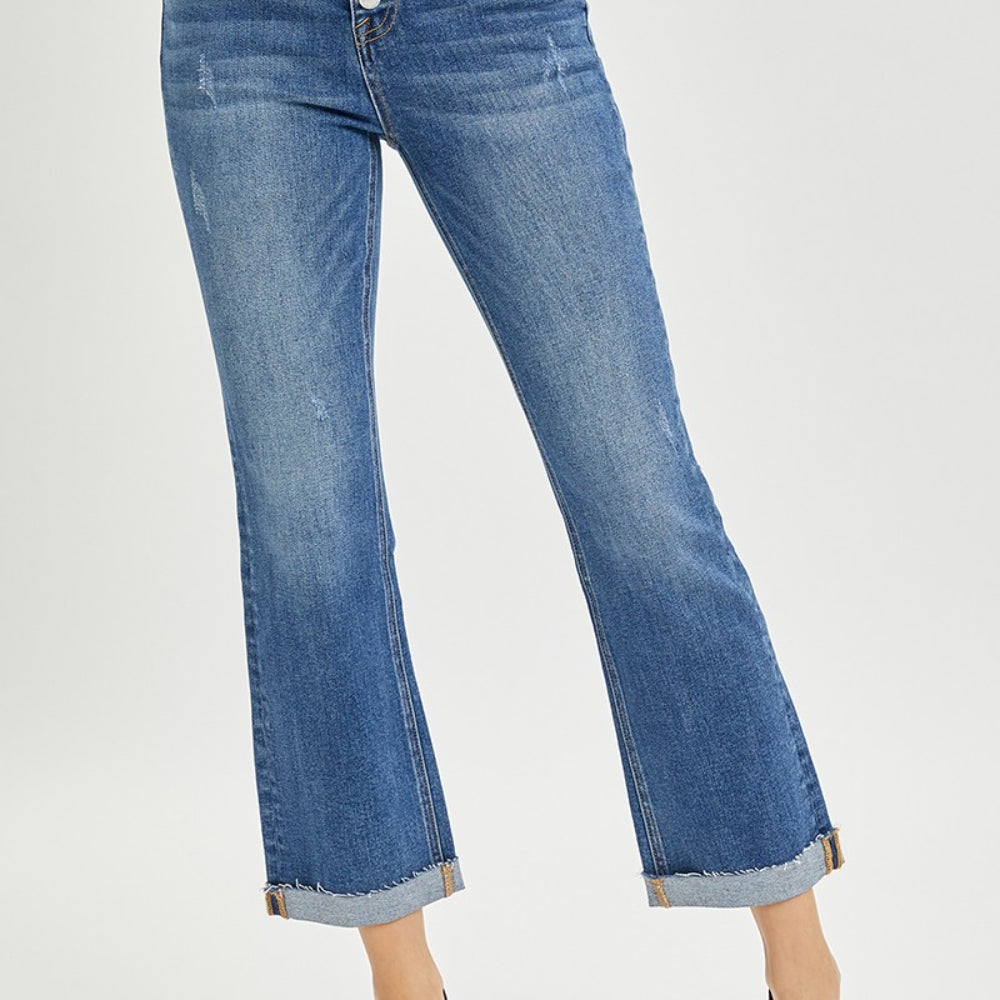 RISEN Button Fly Cropped Bootcut Jeans